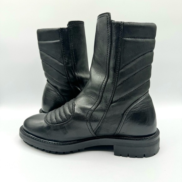BELSTAFF BLACK LEATHER BOOTS BIKER  BOOTS MOTO CHUNKY SOLE HEELS SHOES SIZE 37 - Picture 8 of 17